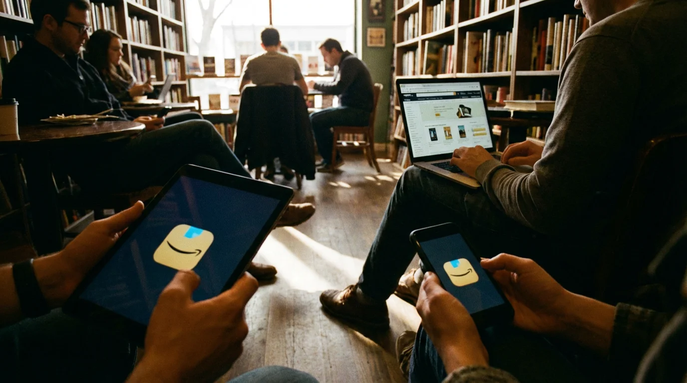 Accessing Amazon: App on Your Phone/Tablet or Website on Your Computer illustration