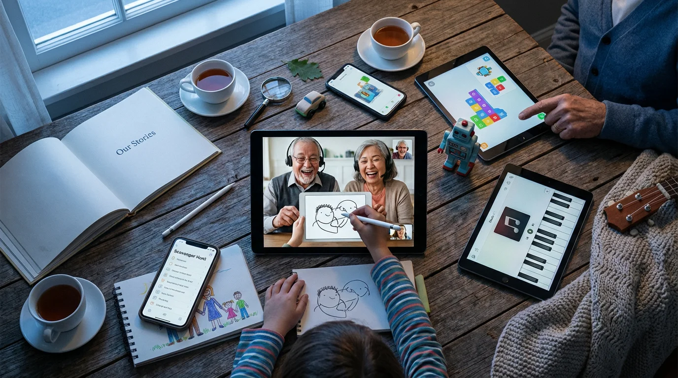 Creative Ways to Connect with Grandchildren Digitally illustration