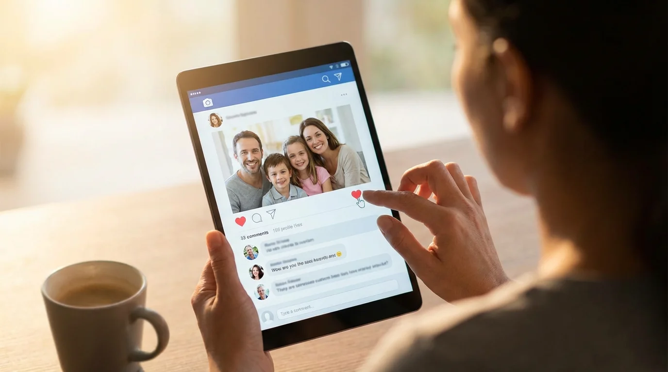 Engaging with Family Moments: Liking and Commenting illustration