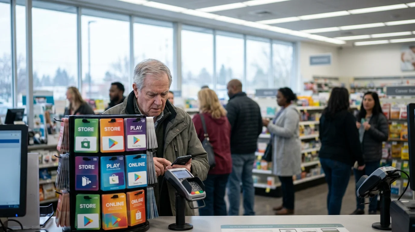 Grandparent Scams and Gift Card Demands illustration