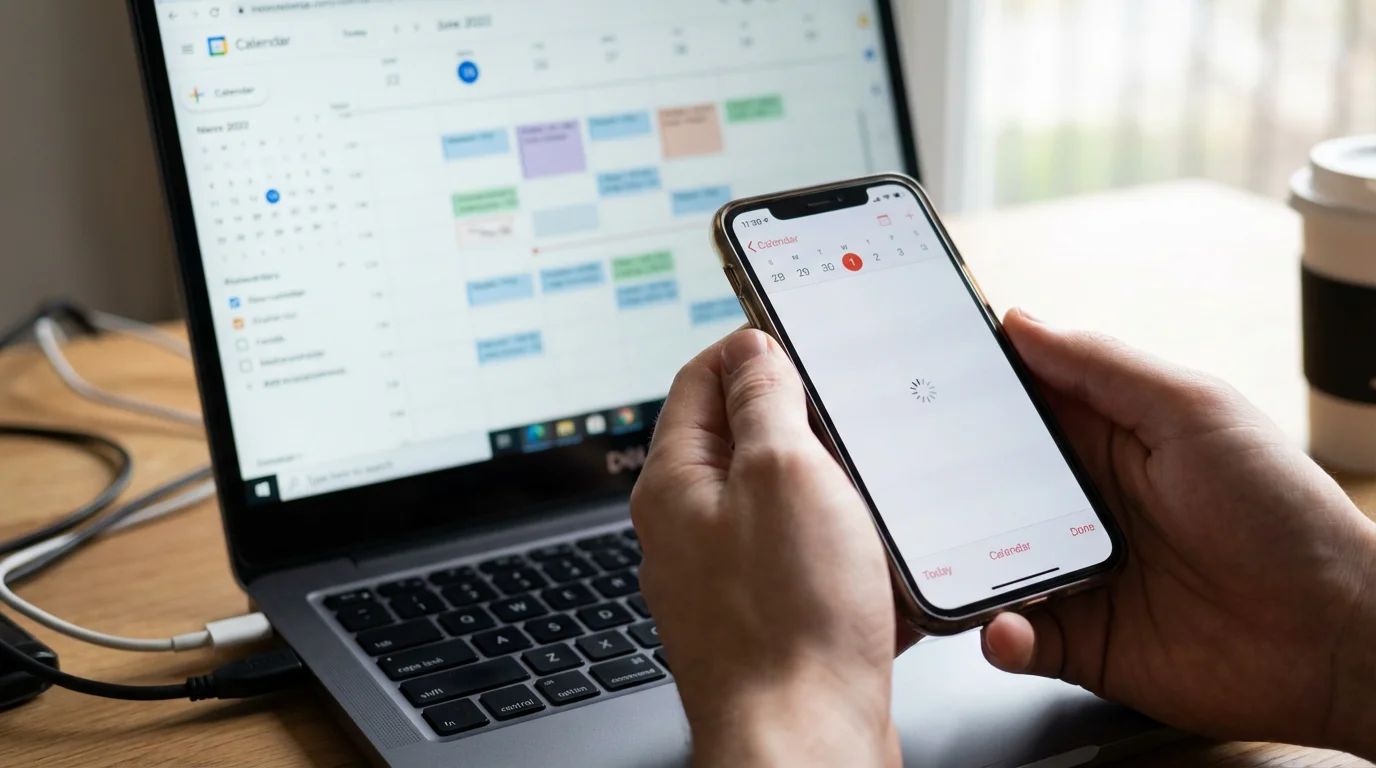 "My calendar is not syncing across my devices." illustration