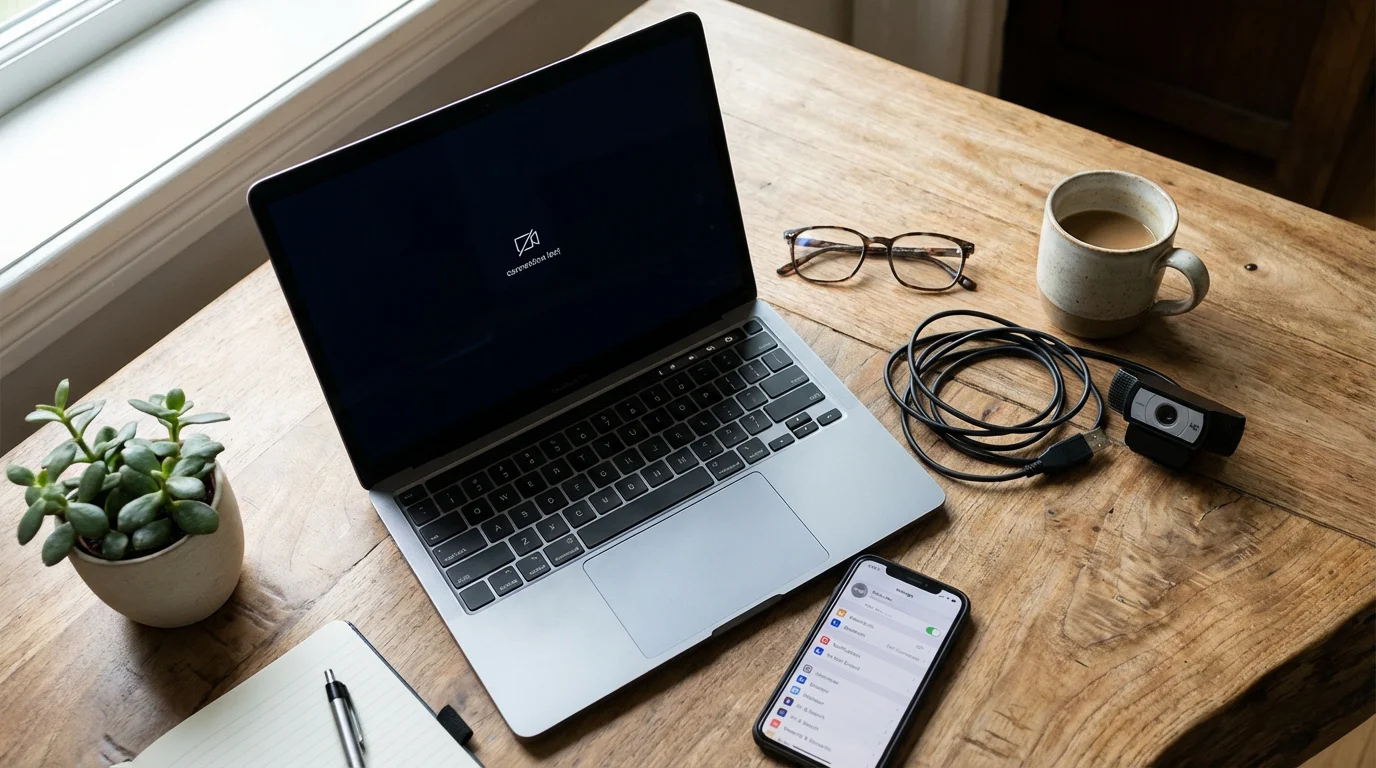 "My Camera Isn't Working!" or "They Can't See Me!" illustration