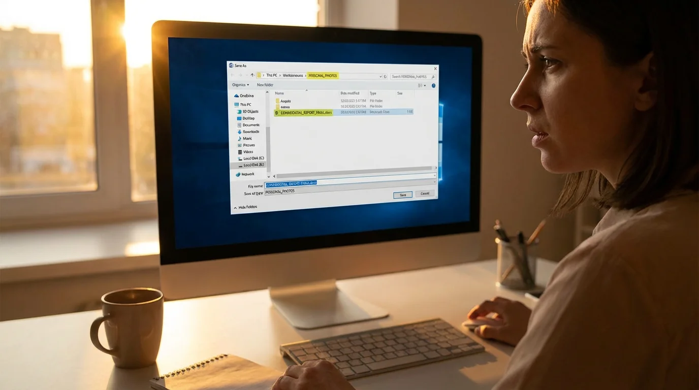 Problem: I accidentally saved a file to the wrong folder. illustration
