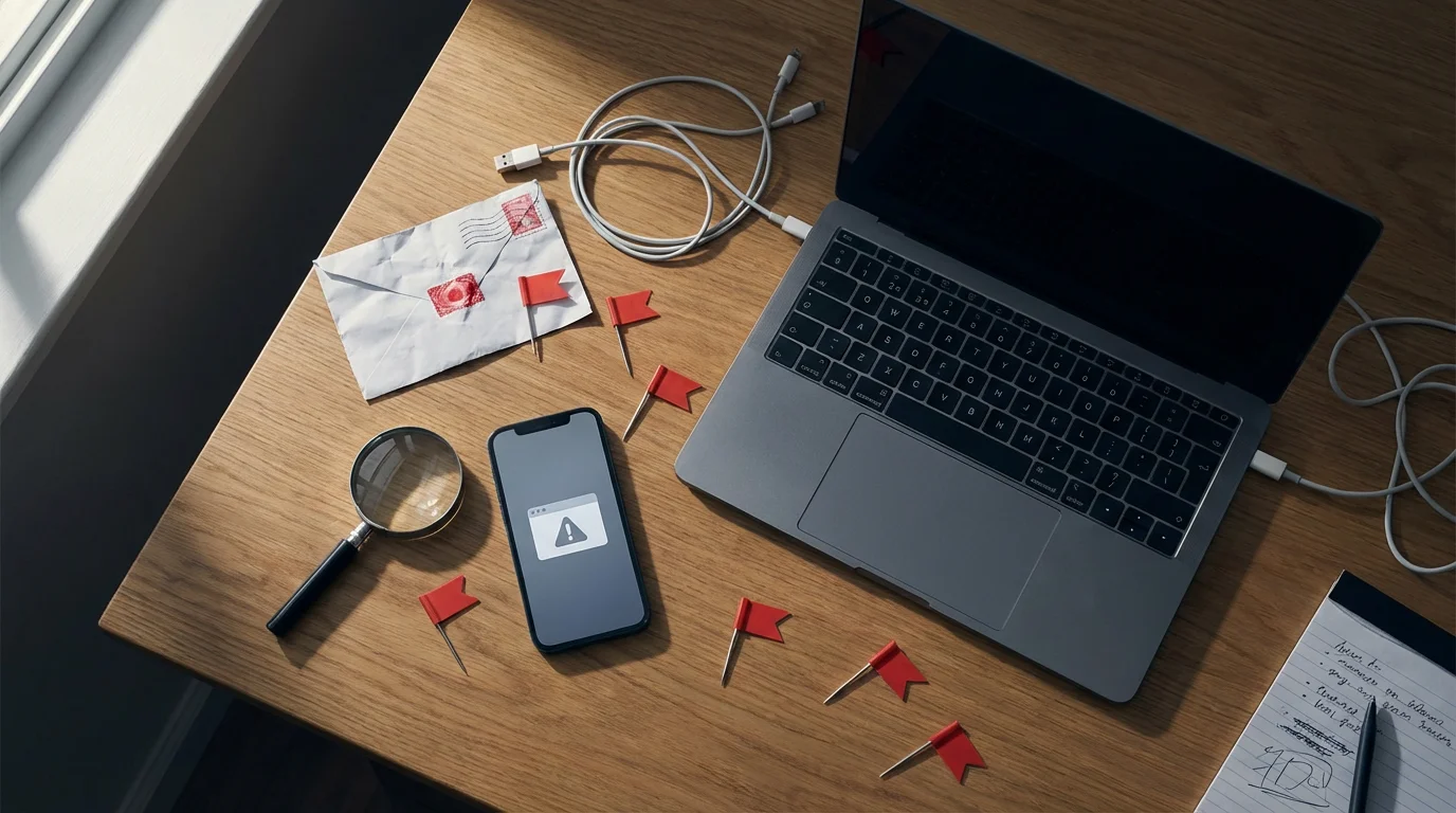 Red Flags: How to Spot a Fake Tech Support Message illustration