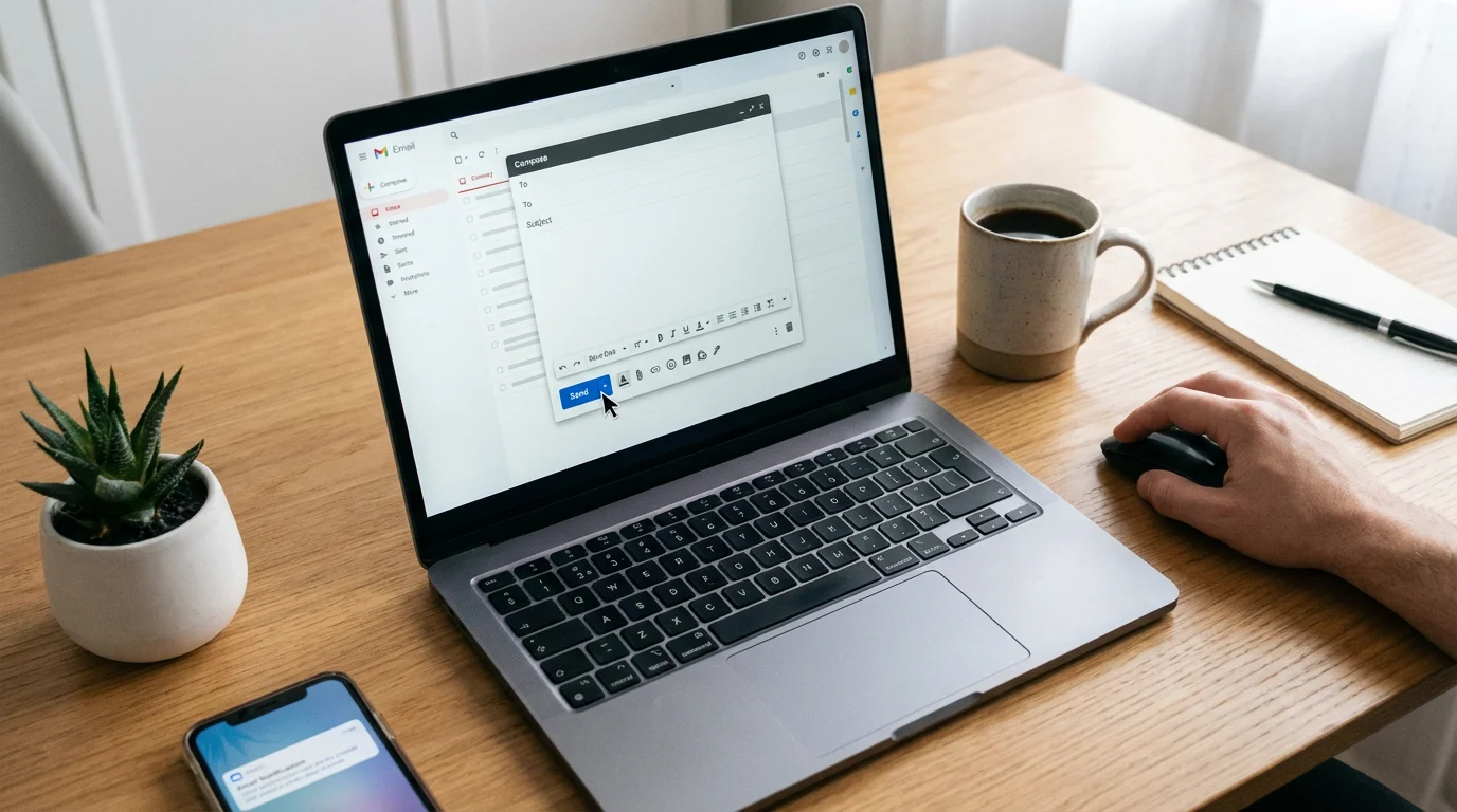 Sending an Email on Your Computer illustration