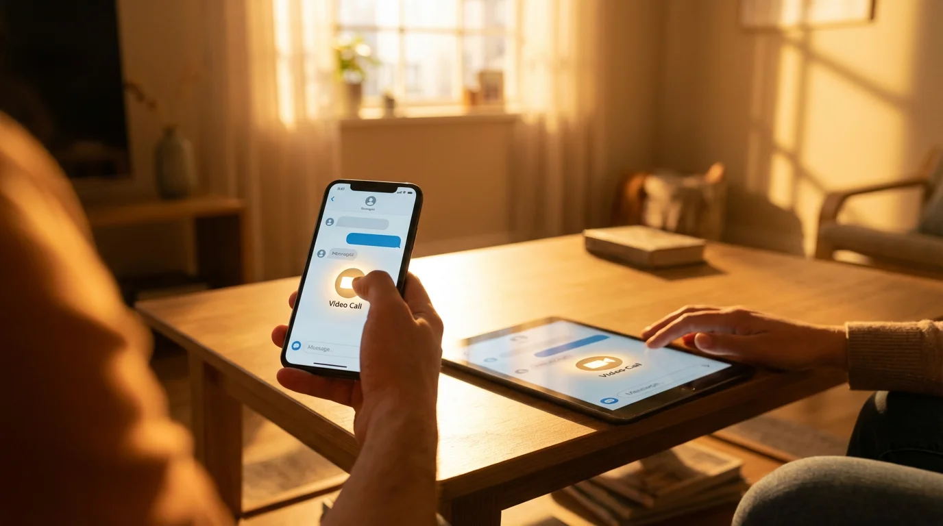 Starting a Group Video Call from a Group Chat (Phone/Tablet or Computer) illustration