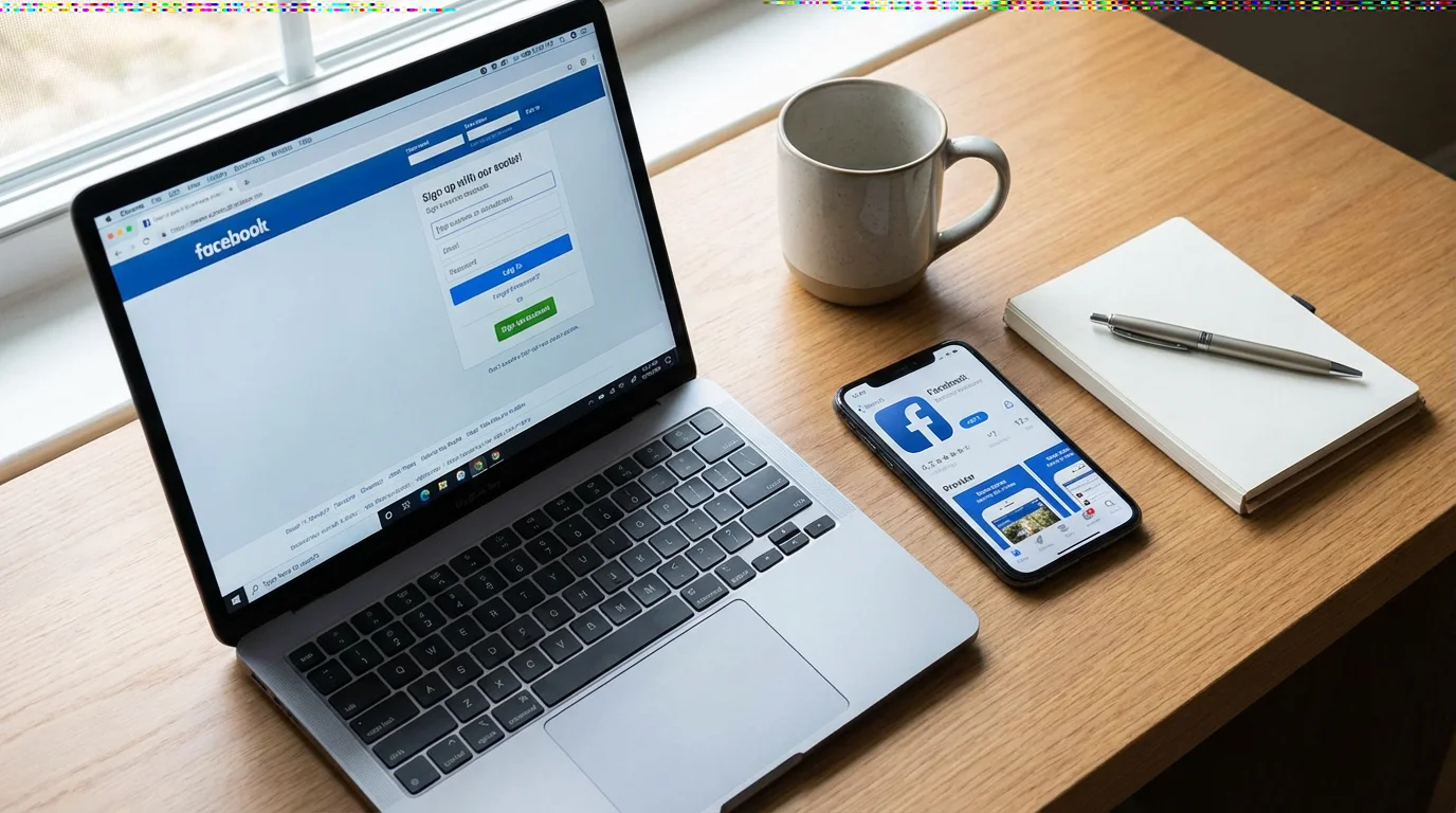 Step 1: Go to the Facebook Website or Download the App illustration