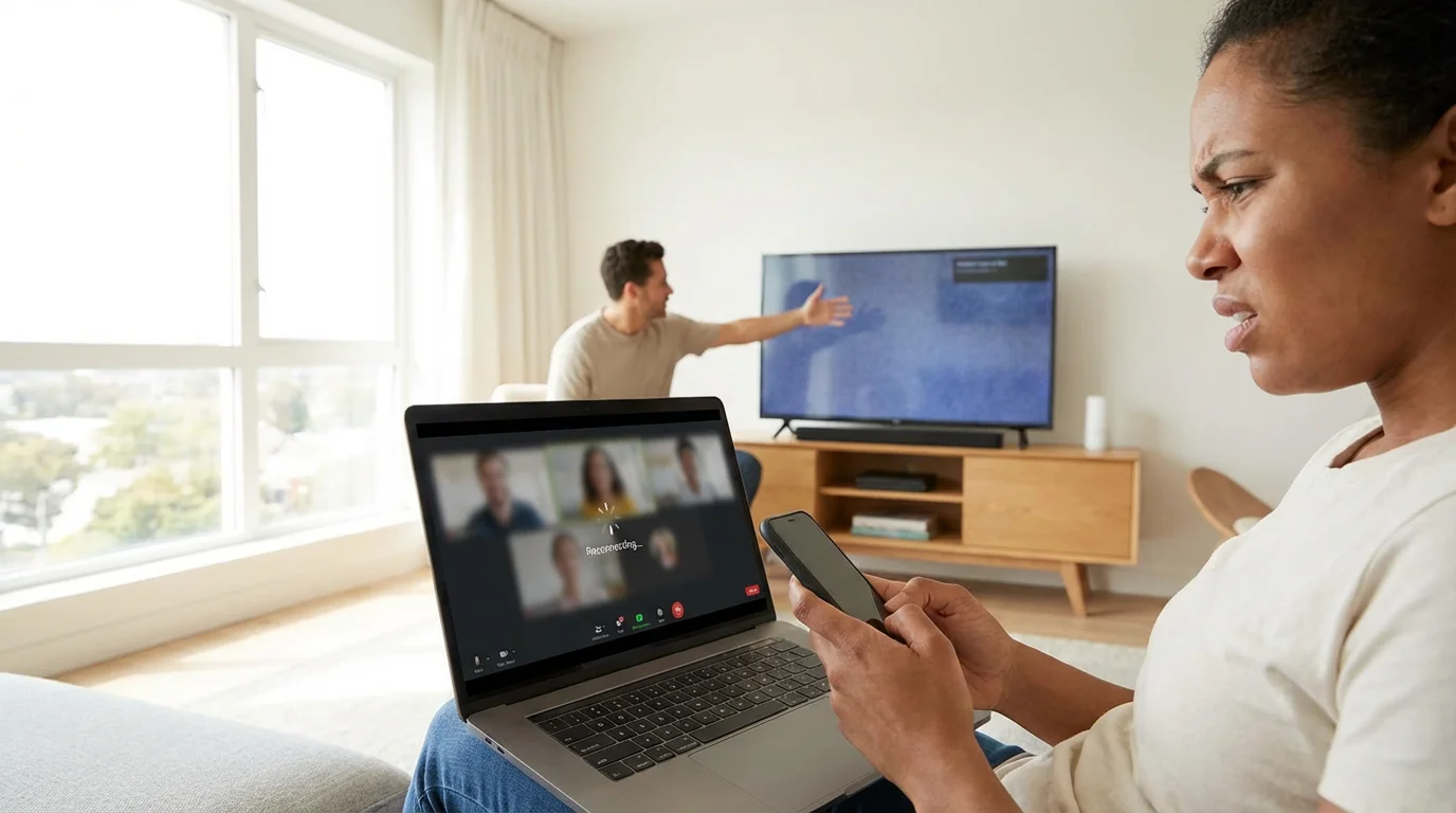 "Your Screen is Frozen!" or "The Call Keeps Dropping!" illustration