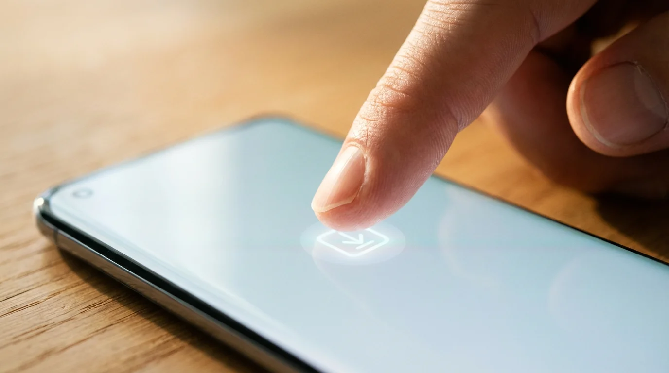 A close-up of a finger interacting with a smartphone screen.