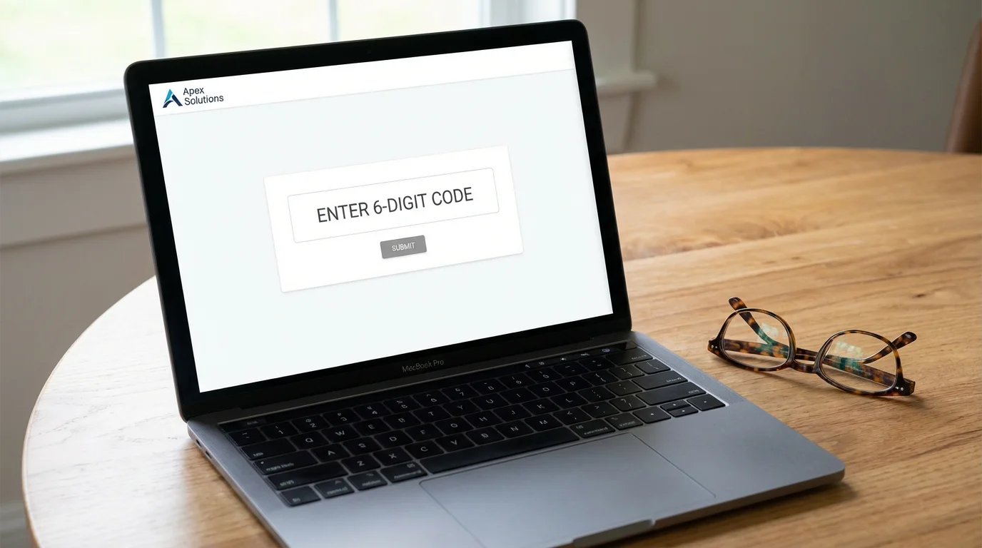 A laptop screen showing a simple and secure remote support connection box.