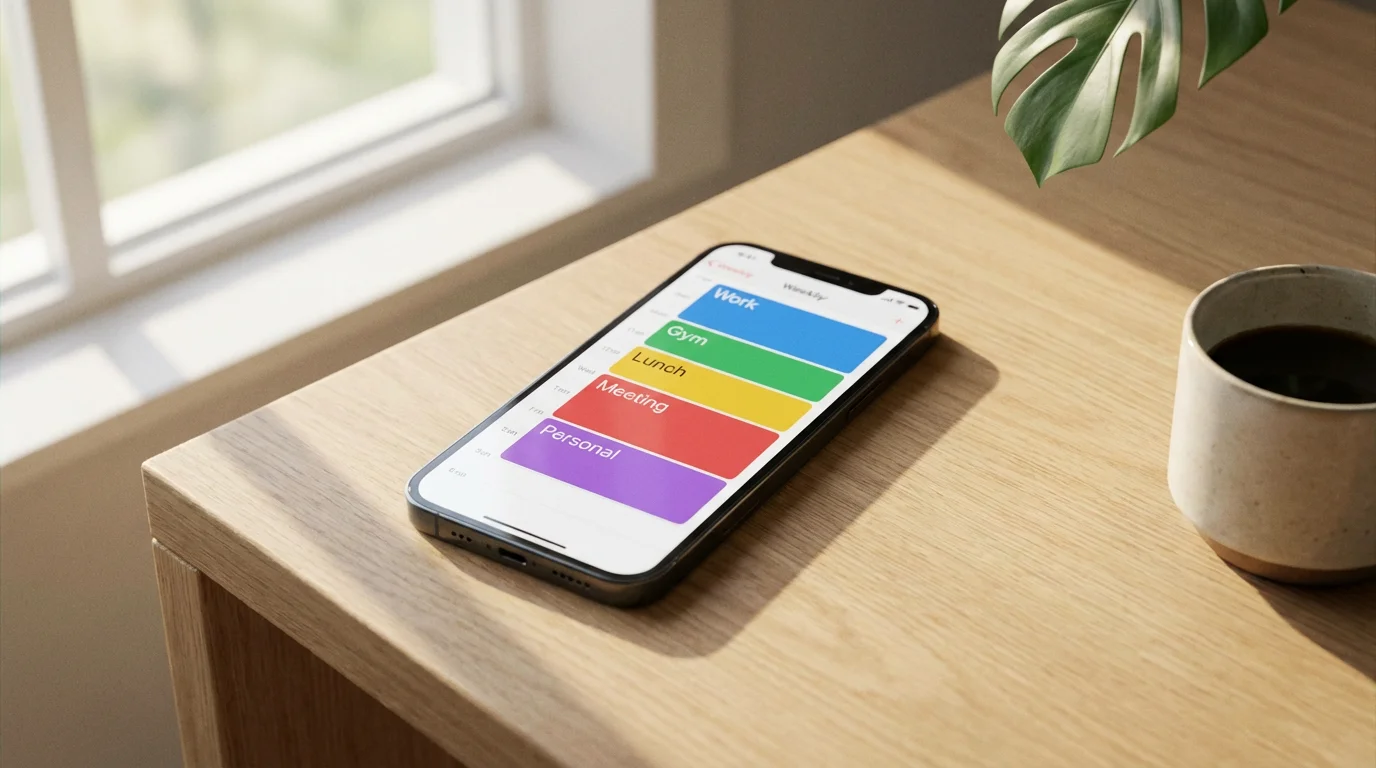 A smartphone screen showing a weekly calendar with organized, recurring events.