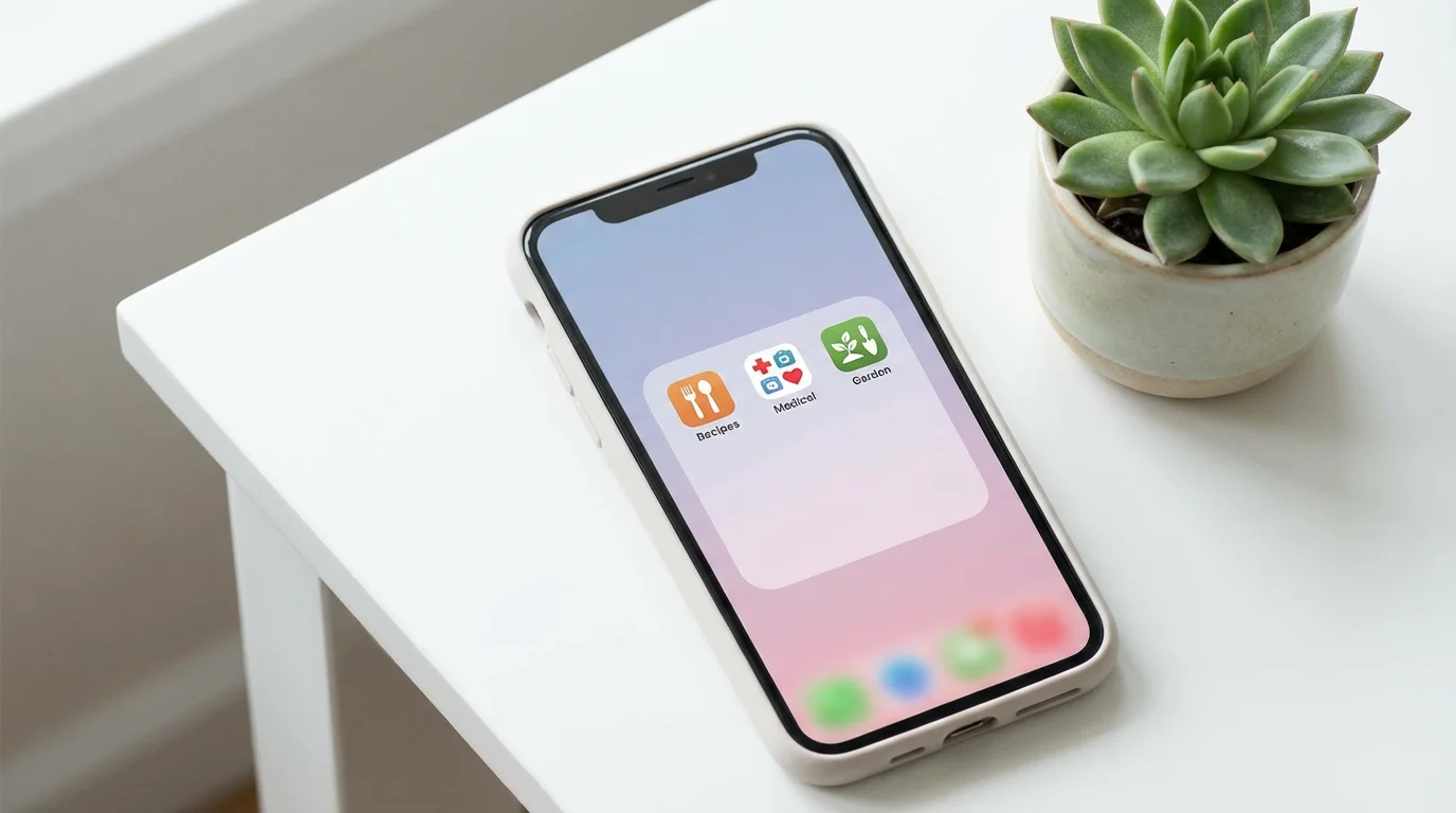 A smartphone screen showing organized folders within the Notes app.