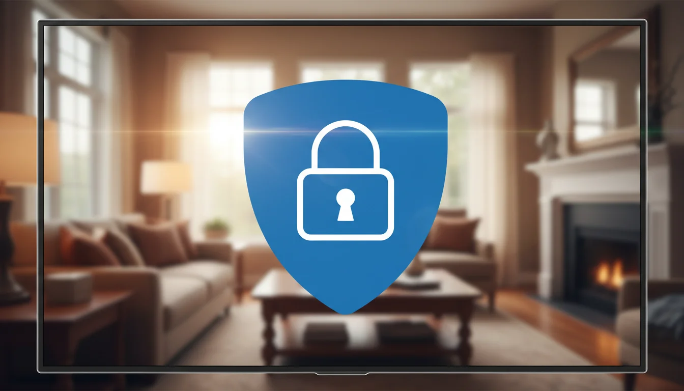 A stylized blue shield icon on a TV screen, representing privacy and security settings.